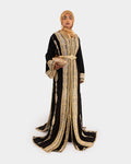 Black and Gold Embroidered Maxi Kaftan Dress