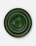 Forest Green and Black Round Carved Floral Medallion Ceramic Plate Set