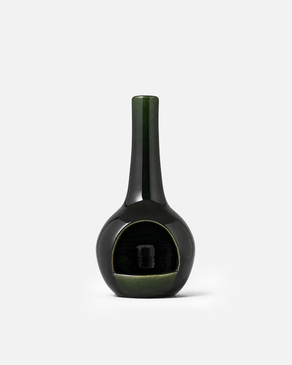 Forest Green Long-Neck Bulb-Base Ceramic Candle Holder