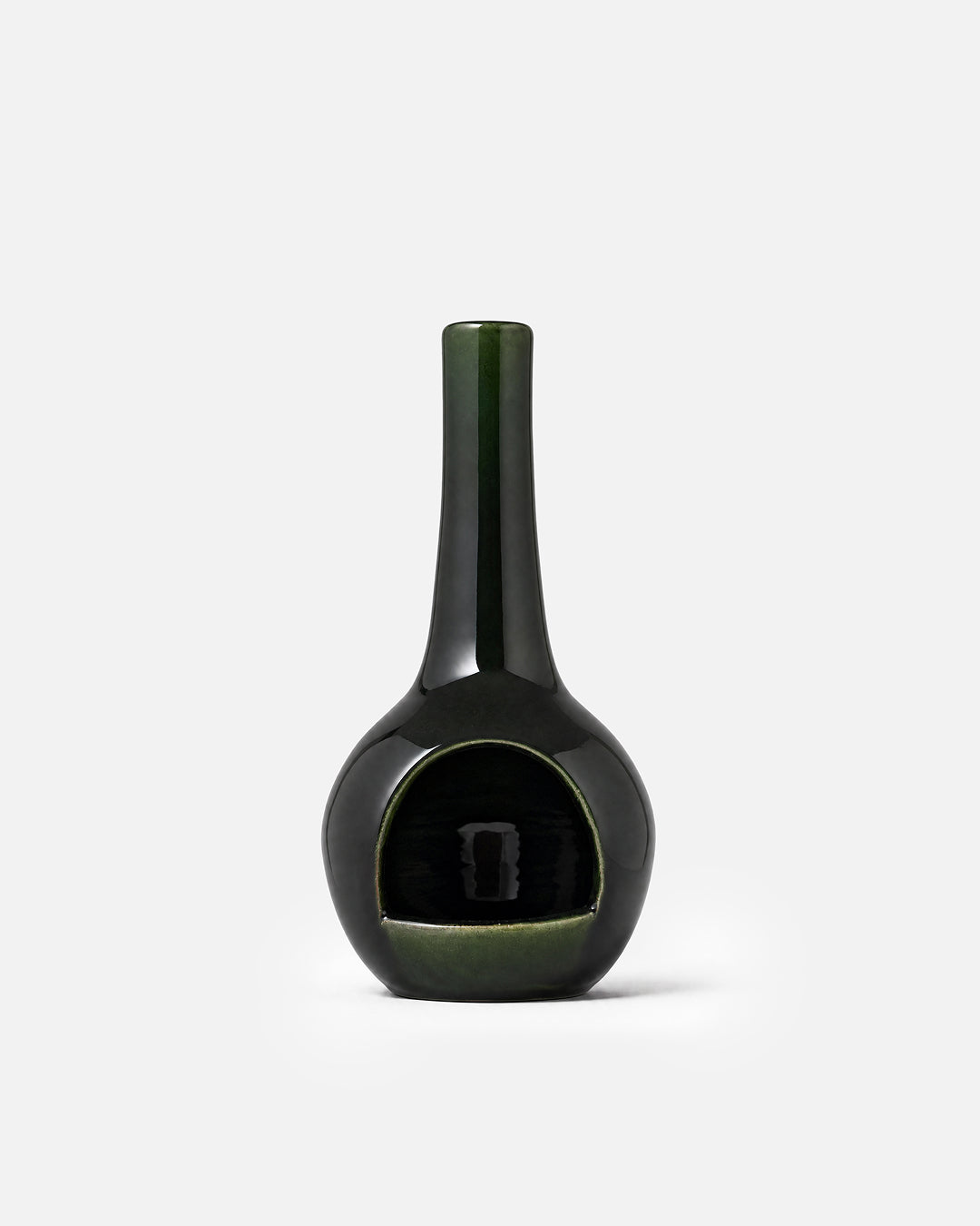 Forest Green Long-Neck Bulb-Base Ceramic Candle Holder