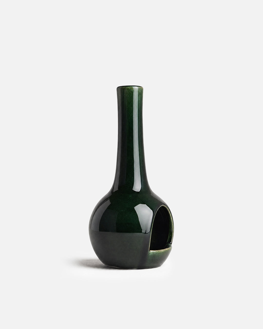 Forest Green Long-Neck Bulb-Base Ceramic Candle Holder