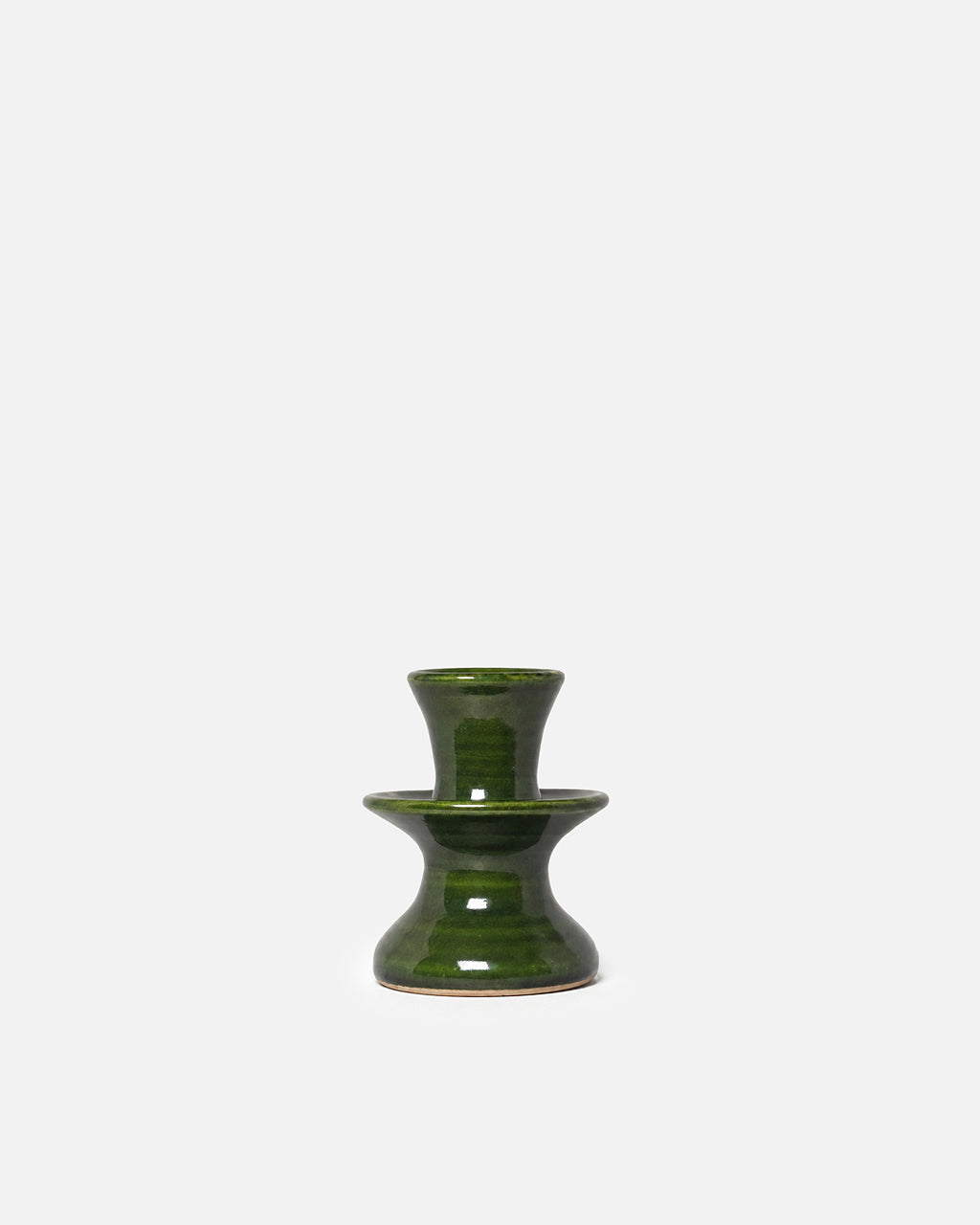 Forest Green Tiered Bobbin Glazed Ceramic Taper Candle Holder