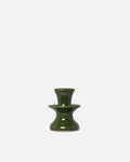 Forest Green Tiered Bobbin Glazed Ceramic Taper Candle Holder
