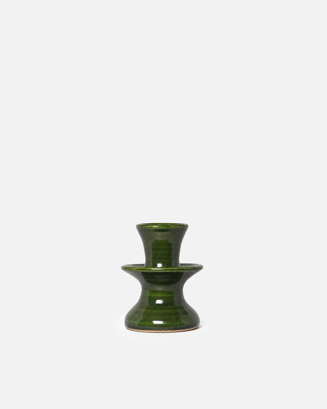Forest Green Tiered Bobbin Glazed Ceramic Taper Candle Holder