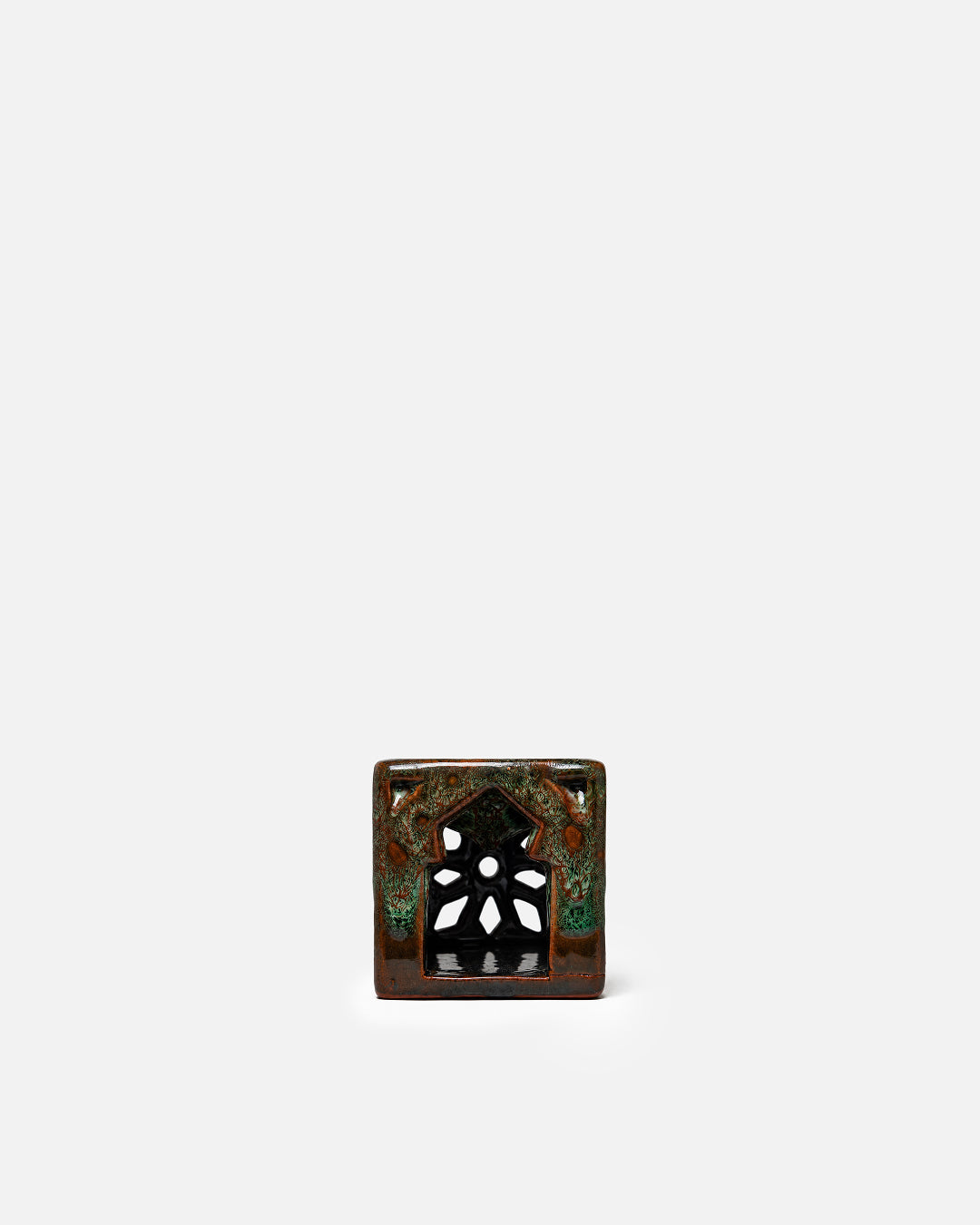 Dark Brown Square Cuboid Moroccan Arch Ceramic Wax Melt Burner