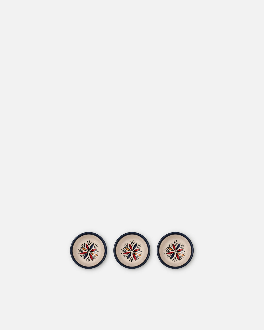 Ivory Round Hand-Painted Floral Star Ceramic Dipping Bowl Set