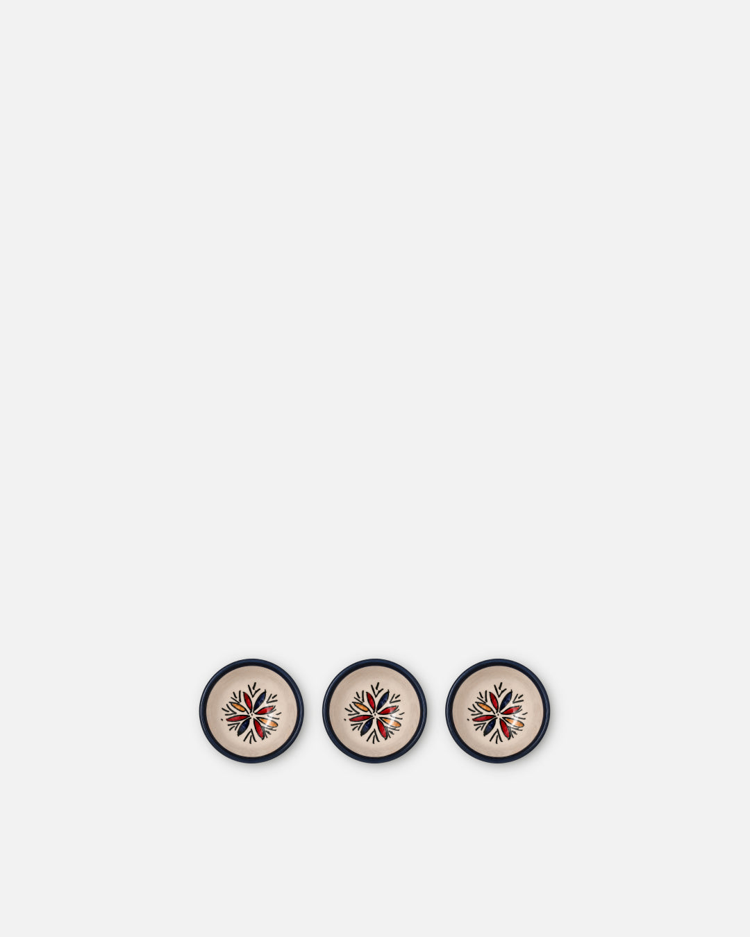 Ivory Round Hand-Painted Floral Star Ceramic Dipping Bowl Set