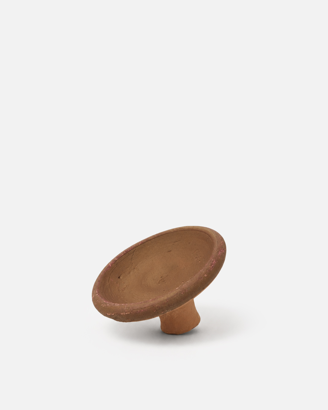 Terracotta Trumpet-Foot Pedestal Clay Lip and Cheek Stain Dish