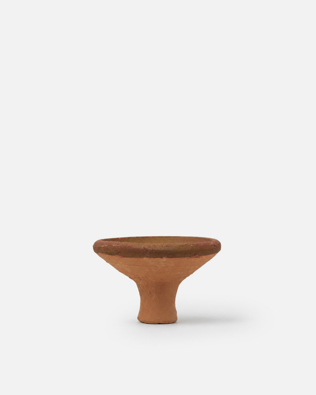Terracotta Trumpet-Foot Pedestal Clay Lip and Cheek Stain Dish