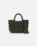 Forest Green Bobble Knot Macramé Tote Bag
