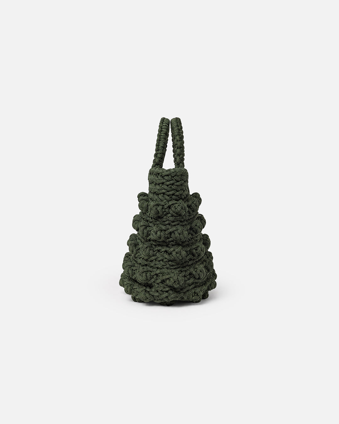 Forest Green Bobble Knot Macramé Tote Bag