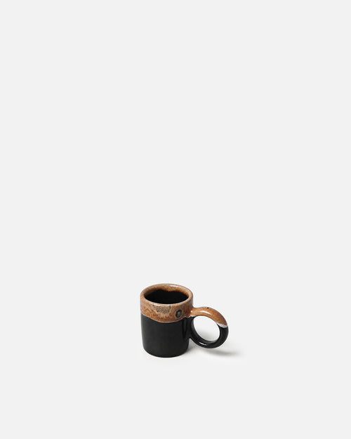 Black and Amber Drip Glaze Cylindrical Ceramic Espresso Mug