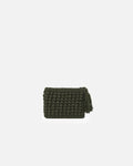 Forest Green Square Knot Macramé Zip Pouch